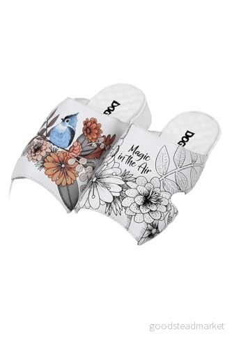 DOGO Kvinnors veganläder vita tofflor - magi i luften mönster, Material: Polyester, 36 EU 8680544272198