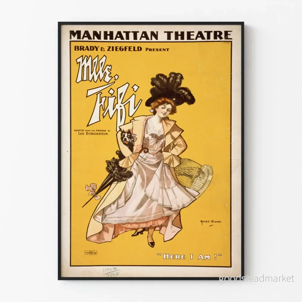 Vintageposter Mlle Fifi Manhattan Theatre väggdekoration