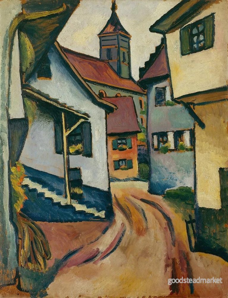 Målning Rue med kyrka i Kandern - August Macke | Konsttryck - Bild 2