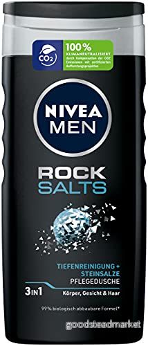 NIVEA MEN Rock Salts Care Shower (250 ml), duschgel med naturliga stensalter, effektiv dusch för en rengjord och uppfriskande hudkänsla 4005900805096