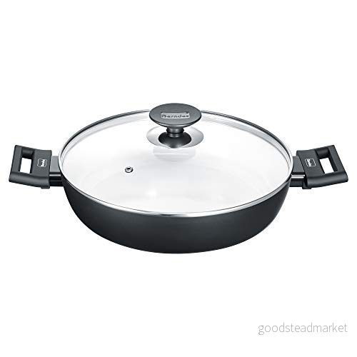 Berndes 013367 serveringspanna startalu induktion b.nature, reptålig beläggning av kvarts, med lock, lämplig för induktion, 28 cm 4006189052287
