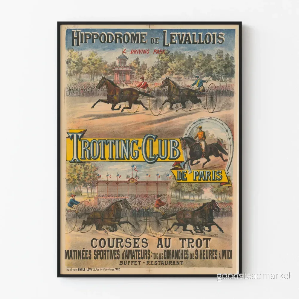 Vintageposter av Hippodrome de Levallois - Trotträningslopp