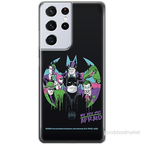 ERT GROUP mobiltelefonfodral för Samsung S21 ULTRA originalt och officiellt licensierat DC mönster Batman 100 optimalt anpassad till formen på mobiltelefonen, fodral tillverkad av TPU plast 5905795059651