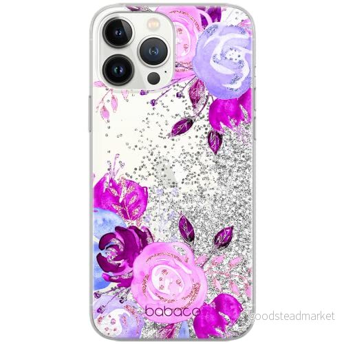 ERT GROUP mobiltelefonfodral för Apple Iphone 12 PRO MAX originalt och officiellt licensierat Babaco mönster Flowers 005 Vit anpassad till formen på mobiltelefonen, med glitter overflow effekt 5904805387869