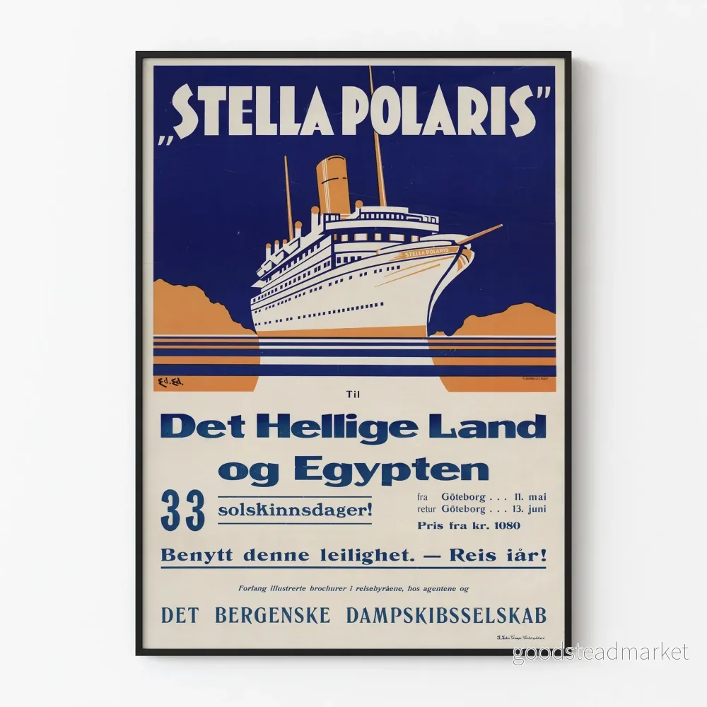 Vintageposter Stella Polaris - Kryssning till Egypten och Heliga Landen