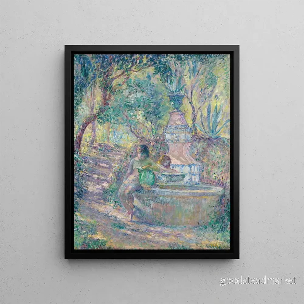Målning Saint – Tropez, två unga flickor vid fontänen – Henri Lebasque | Konsttryck Målning Saint – Tropez, två unga flickor vid fontänen – Henri Lebasque | Konsttryck