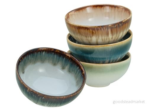 CreaTable, 21724, Cascade Bowls Mix serien, 4 teiliges Geschirrset, Sojaschalen aus Steinzeug 4045486217241