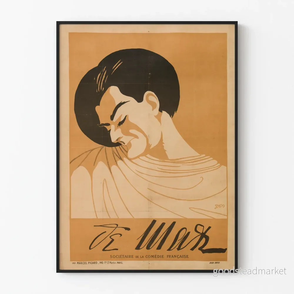 Vintageposter av Édouard de Max, skådespelare vid Comédie Française