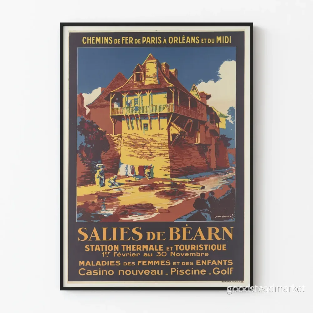 Vintageposter för Salies de Béarn Termal- och turiststation