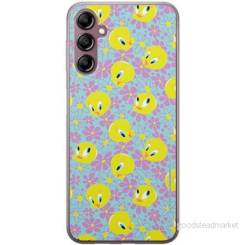 ERT GROUP mobiltelefonfodral för Samsung A14 4G/5G originalt och officiellt licensierat Looney Tunes mönster Tweety 011 anpassad till formen på mobiltelefonen, fodral tillverkad av TPU plast 5905795093709