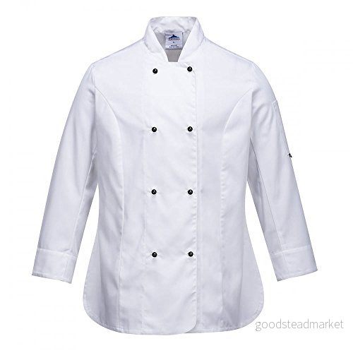 Portwest C837 Rachel Damer Långärmad Kock Jacka, Regelbunden, Storlek 2XL, Vit 5036108276509