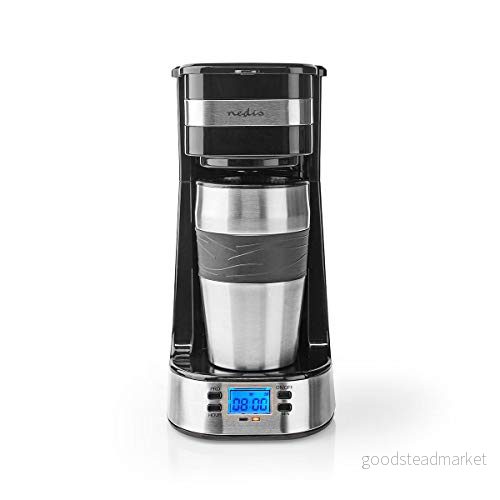 NEDIS Kaffemaskin max. kapacitet: 0,4 l 1 Håll dig varm slå på timer svart/silver 0,80 m silver/svart 5412810323197