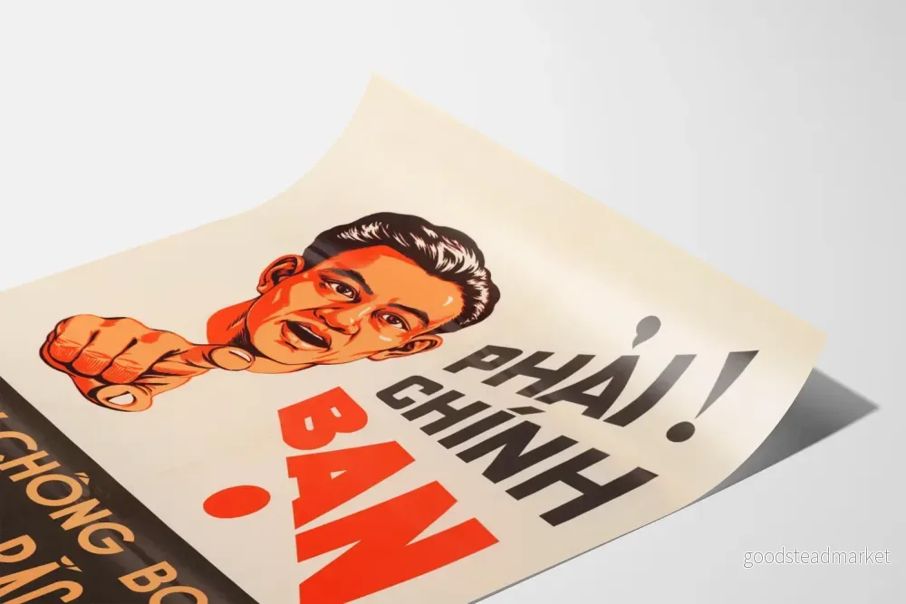 vintage vietnamesisk poster Phải Chính Ban väggdekoration - Bild 3