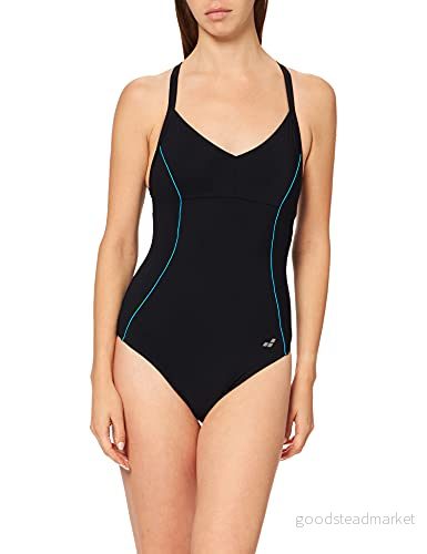 ARENA Dam W Light Cross Back One Piece baddräkt Noemi Cup B, Svart turkos, 44 SE 3468336246597
