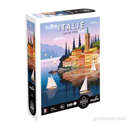 Calypto 3907306 Italien, 500 bitar pussel med mjuk touch, färgglatt pusselmotiv en sammetslen yta inkl. pusselaffisch, för vuxna och barn från 8 år, comer sjö 3373910073066