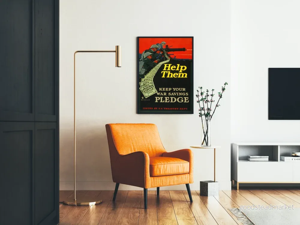 Vintage militärposter - Hjälp dem att lova krigsbesparing - Bild 2