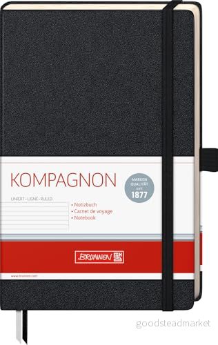 Brunnen 105522705 Anteckningsbok Kompagnon klassisk (inbunden, 12,5 x 19,5 cm, linjerad, 192 sidor) 1 st, svart 4003273657120