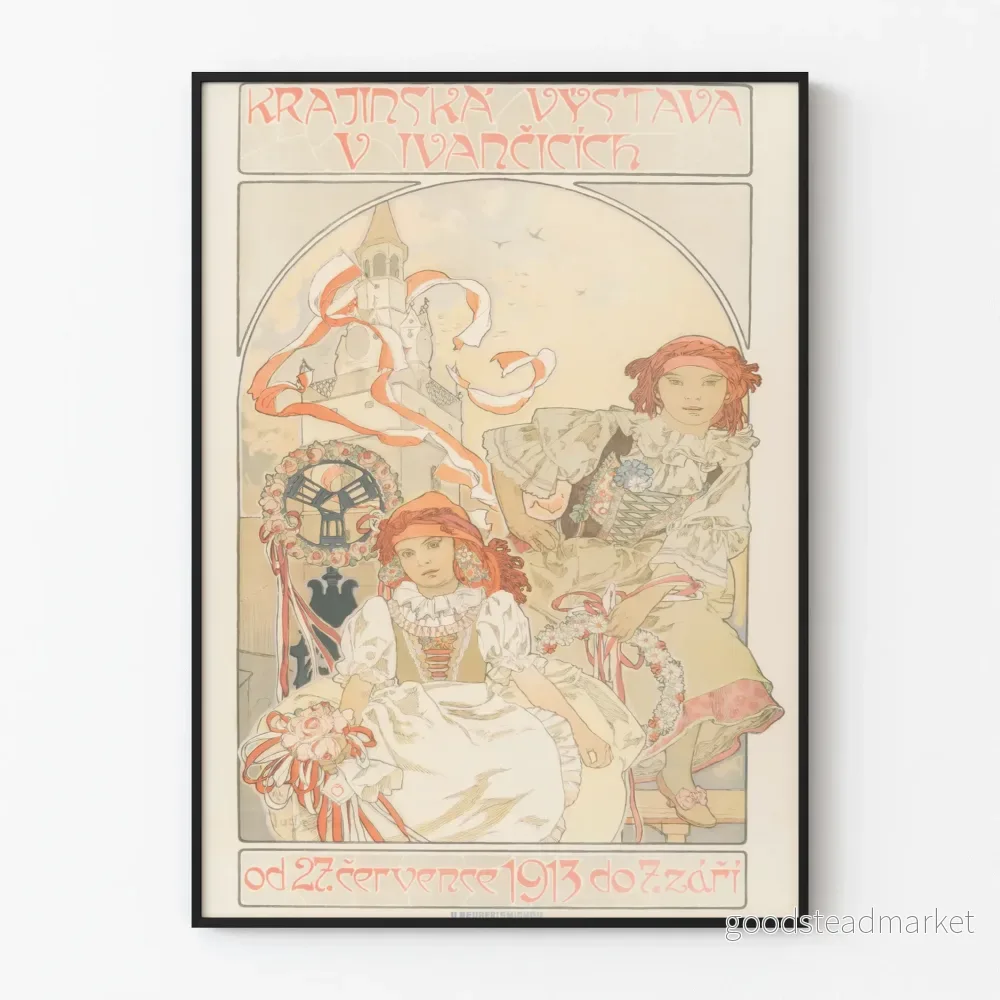 Vintageposter Krajinska Výstava 1913 väggdekoration