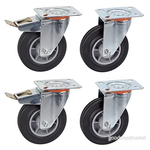 Dörner + Helmer Set om 4 transportutrustning, styrhjul 125 mm, TPE, platta 100 x 85 rullblandning, lastkapacitet 300 kg/set 4002350564092