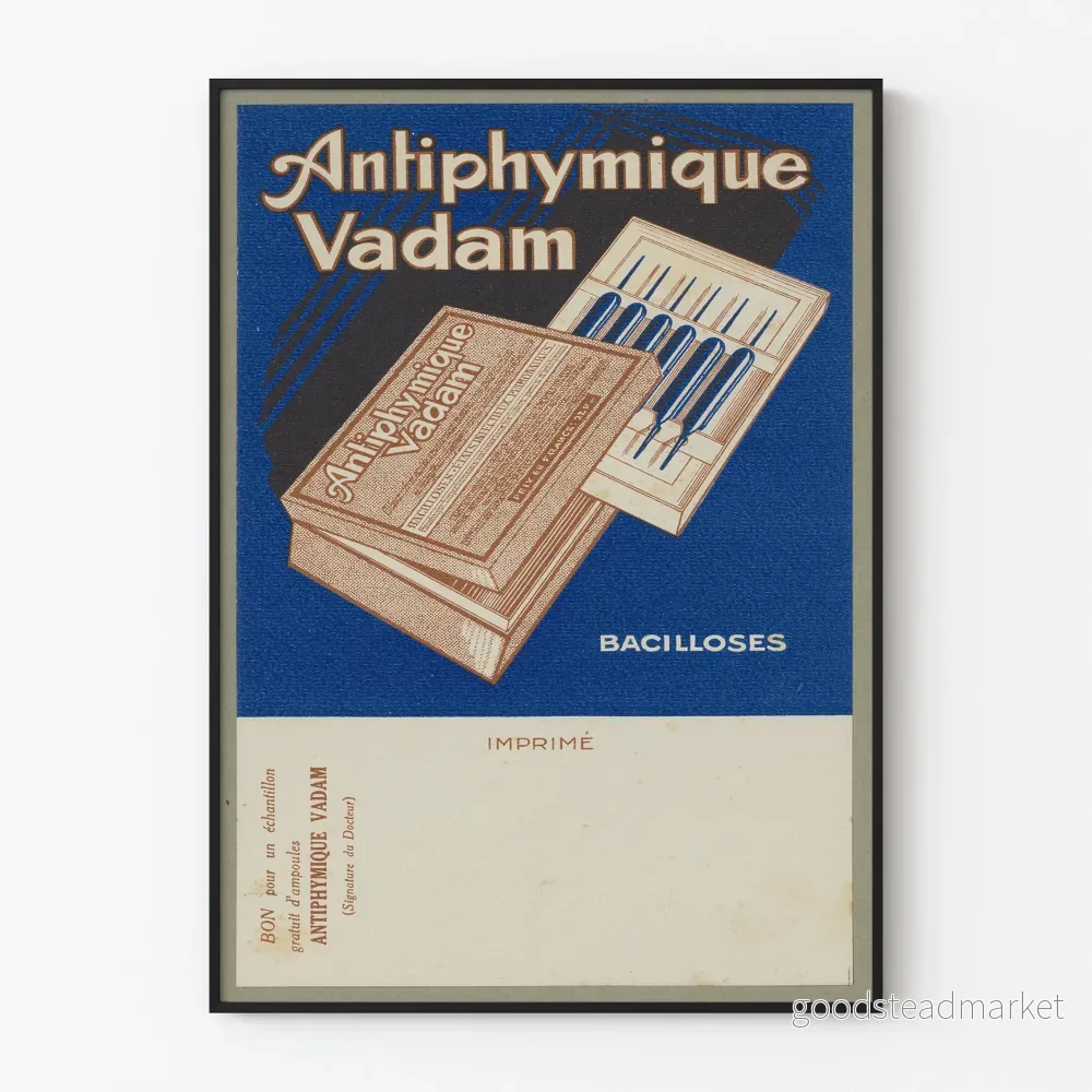 Vintage affisch Antiphymique Vadam för väggdekoration