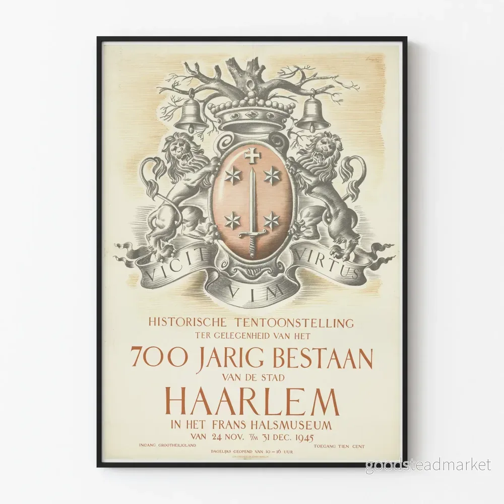 Vintage minnesposter för 700 år av staden Haarlem