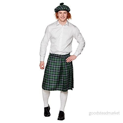 Boland Skottset för män, rutig, kilt och barrätt, minikjol, mössa, skottin, lady, Skottland, St Patricks day, kostym, karneval, temafest, röd 4058411702514
