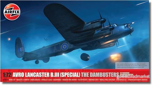 Airfix modellset A09007A Avro Lancaster B.III (SPECIAL) 'THE DAMBUSTERS' modell byggsats plastmodell plankit för vuxna och barn 8+, setet innehåller granar dekaler skala 1:72 5063129001360