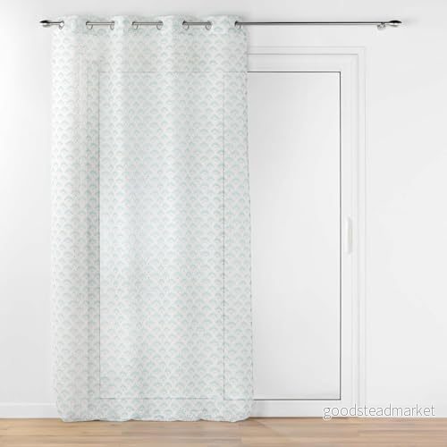 douceur d'intérieur, Öljettslöja (140 x 240 cm) Lorea salvia, sandbläslöja med metalltryck 3574386274982