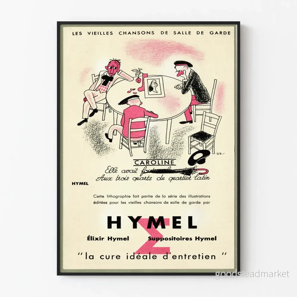 Vintageposter Les Vieilles Chansons de Salle de Garde - Hymel