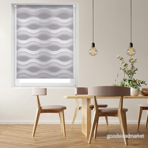 Blindecor Luna rullgardin med dubbla lager, natt, platta, 62 x 150 cm (L H) tygstorlek 59 145 vågig utan borrning 8434363412835