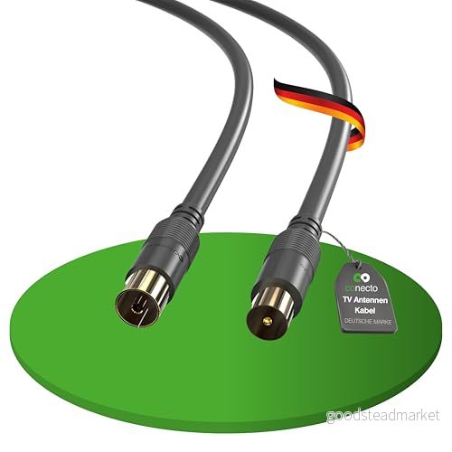 conecto Antennkabel SAT koaxialkabel 1,50 m dubbelskärmad satellitkabel, IEC kontakt på honkontakt, för HDTV, mottagare, satellit, DAB, radio, svart 4250684929593