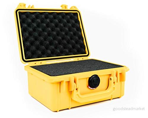 PELI 1150 stötsäker skyddsväska för foto och videoutrustning, IP67 vattentät, 3 liters kapacitet, tillverkad i USA, med anpassningsbar skuminredning, gul 19428013646