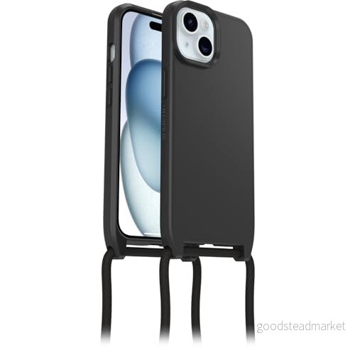 Otterbox React Necklace Case med MagSafe för iPhone 15, ultratunnt, skyddande skal justerbart och avtagtart halsband, testad till militärstandard, Svart 840304739523