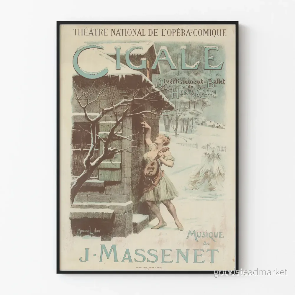 Vintageposter Cigale av J. Massenet för väggdekoration