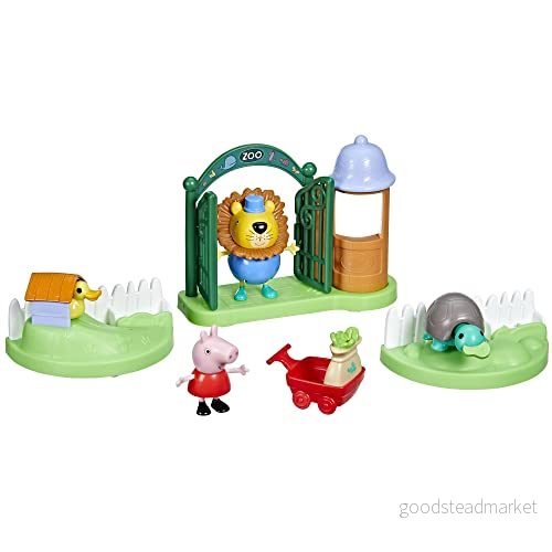 Peppa Pig Toys Peppa's Day at the Zoo lekset leksak för förskolebarn, 2 figurer och 6 tematillbehör 5010996133373
