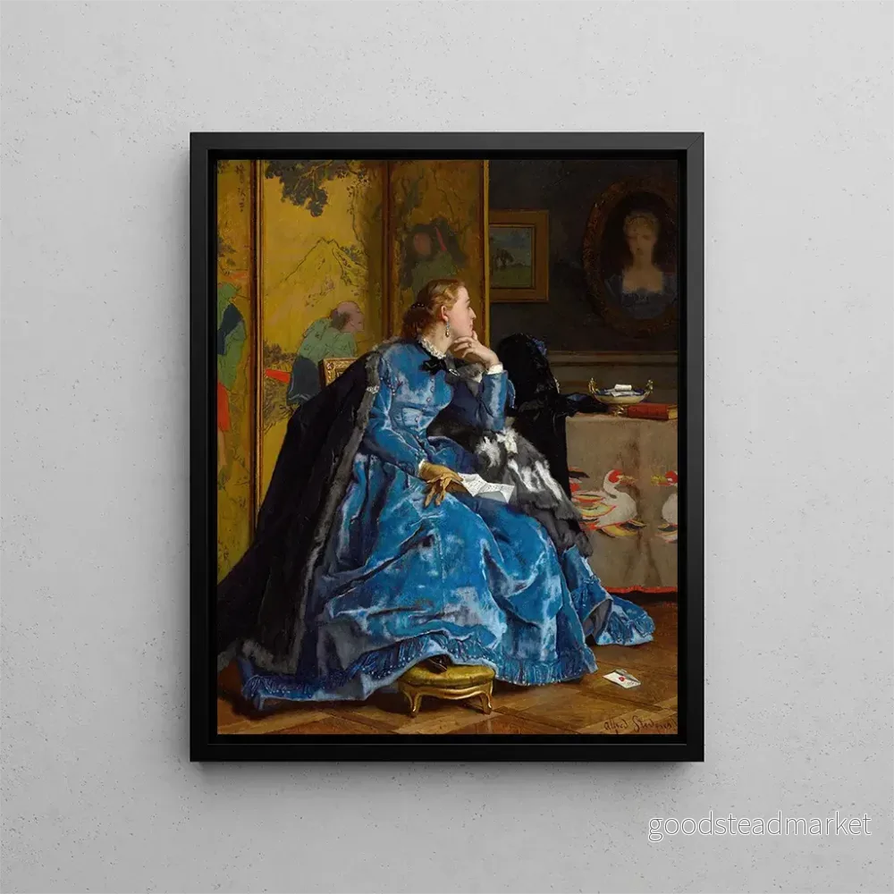 Målning En hertiginna i blå klänning - Alfred Stevens | Konsttryck