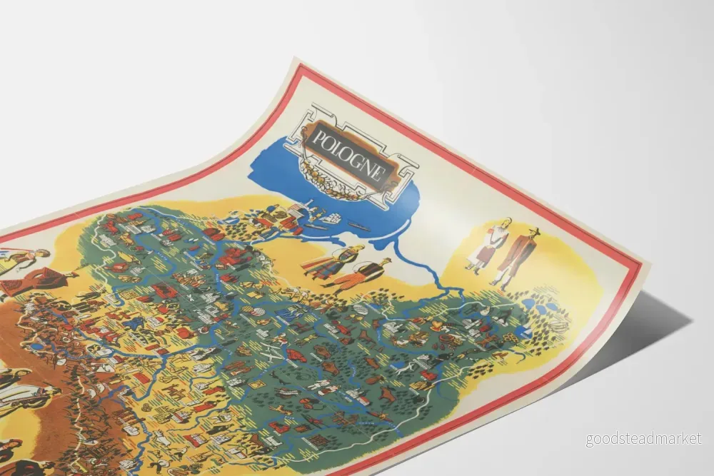 Traditionell polsk karta illustrerad vintageposter - Bild 3