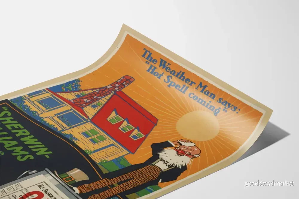 Vintageposter för Sherwin-Williams husfärg som tål värme - Bild 3