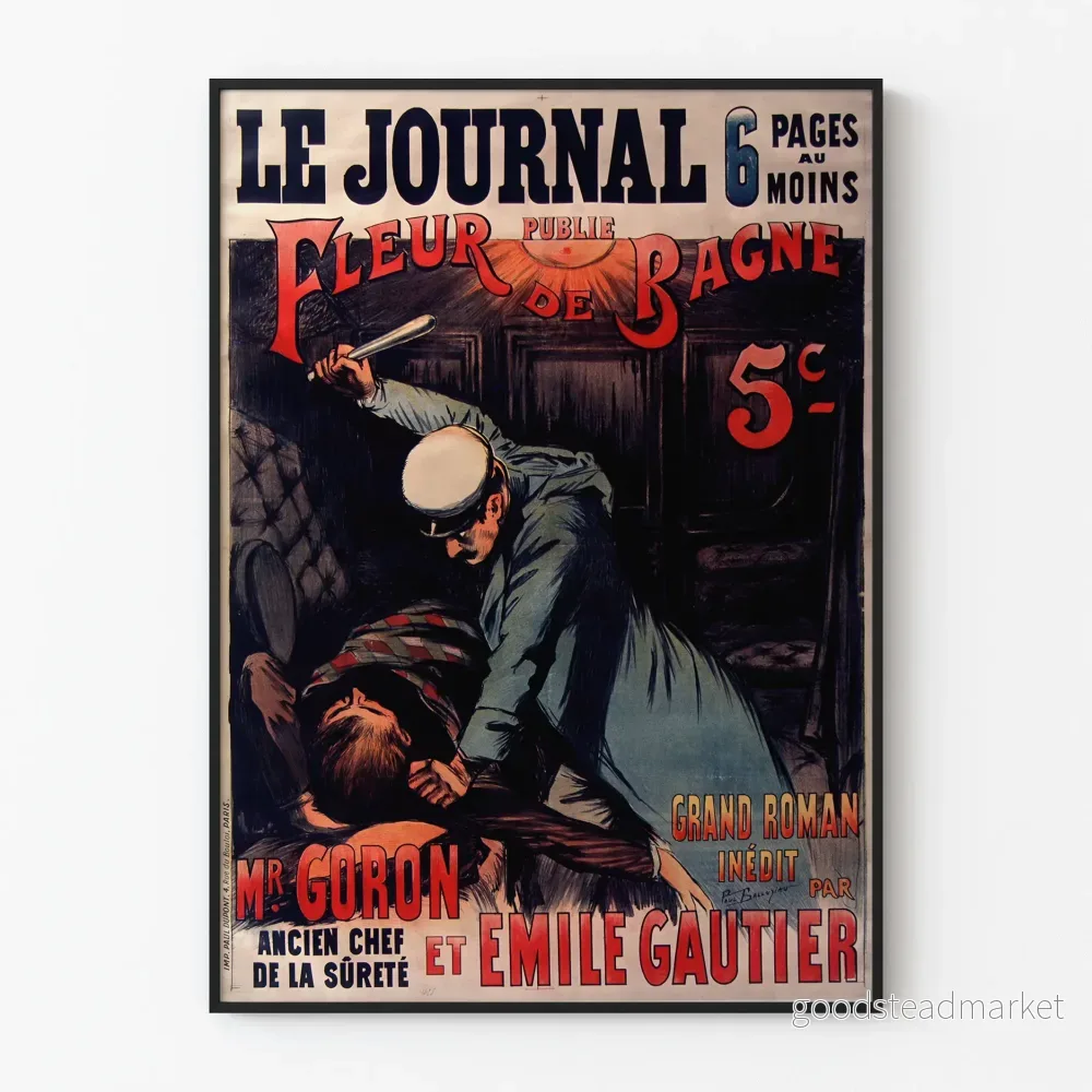 Vintageposter Le Journal Fleur de Bagne Grand Roman