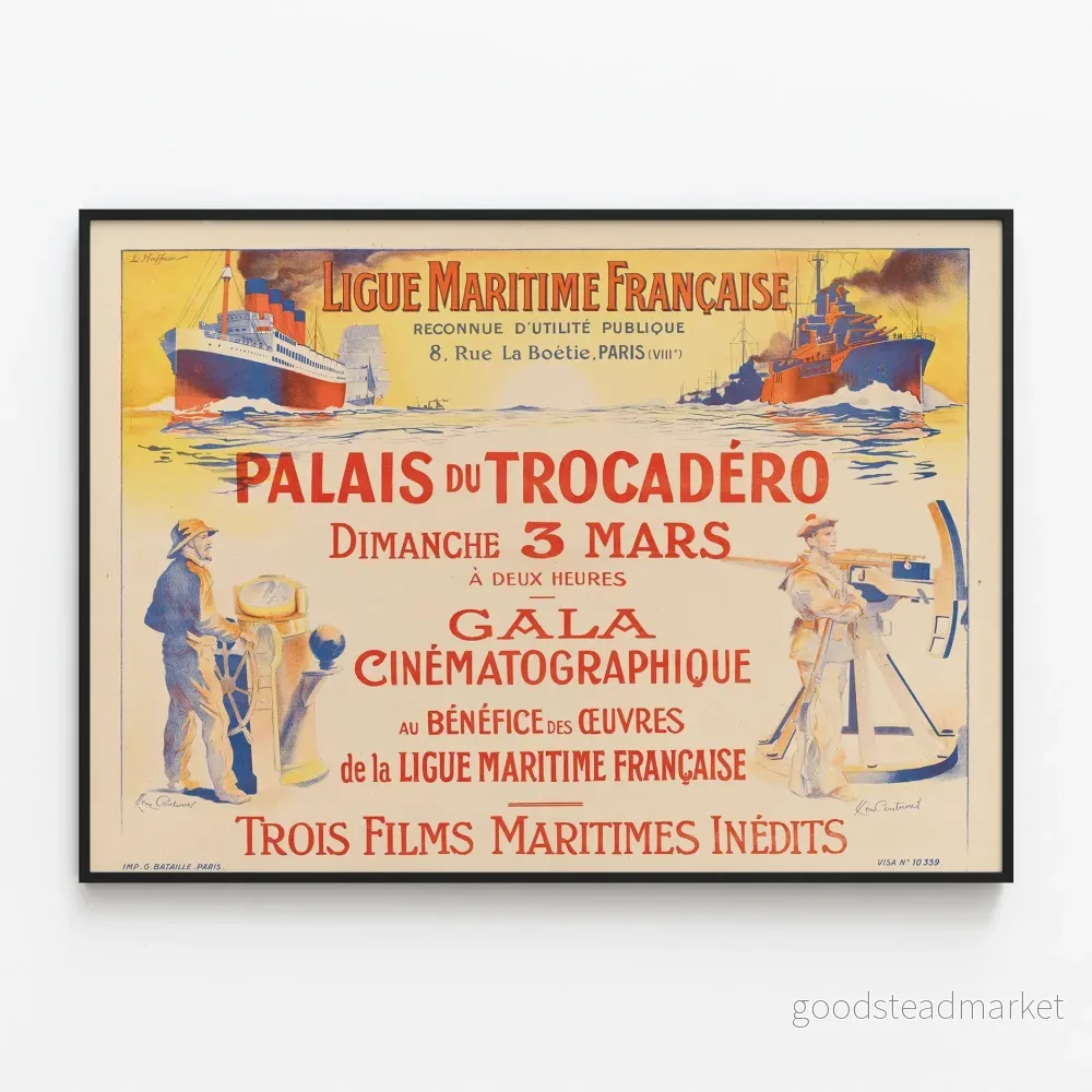 Vintageposter för Gala Cinématographique Ligue Maritime Française