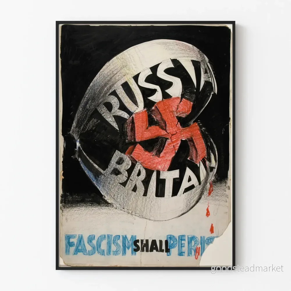 Dekorativ antifascistisk poster ’Fascism Shall Perish’ vintage Dekorativ antifascistisk poster ’Fascism Shall Perish’ vintage