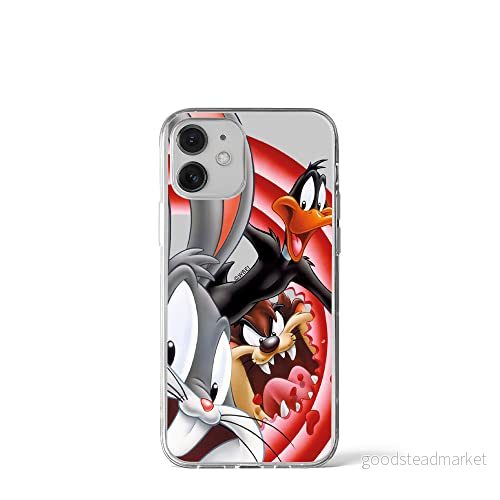 ERT GROUP mobiltelefonfodral för Apple Iphone 12 Mini originalt och officiellt licensierat Looney Tunes mönster 006 Vit optimalt anpassad till formen på mobiltelefonen, gedeeltelijk transparant 5903932001501