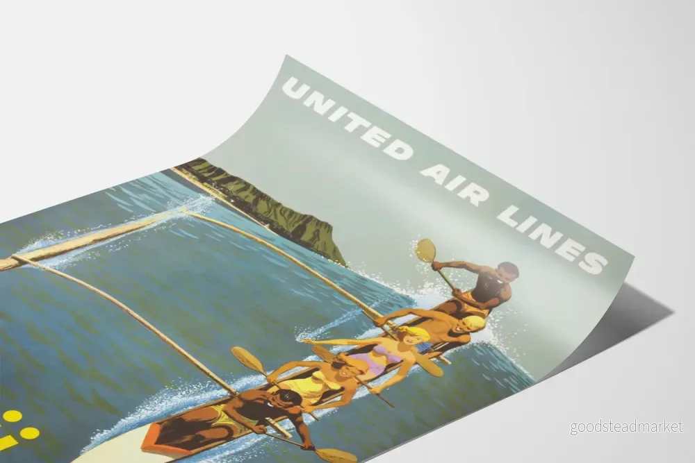 Vintage Hawaii United Air Lines poster för väggdekoration - Bild 3