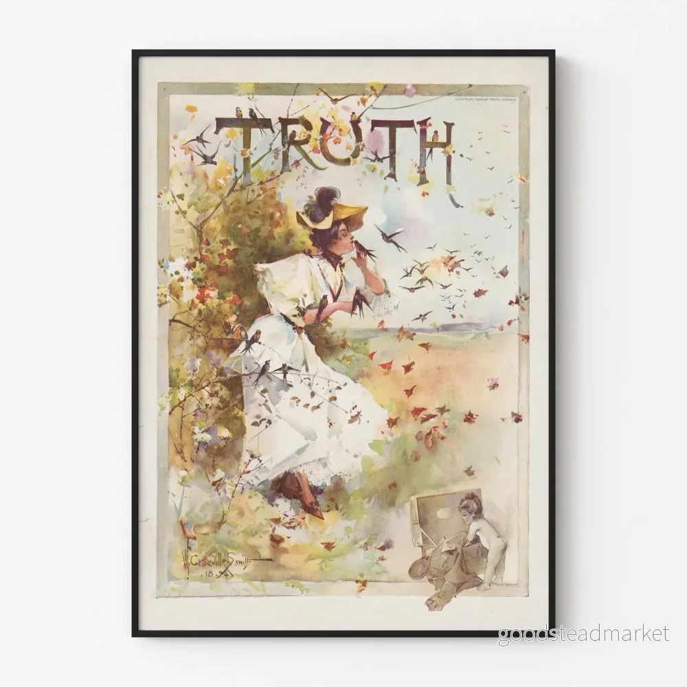 Vintage dekorativ poster « Truth » feminin och natur
