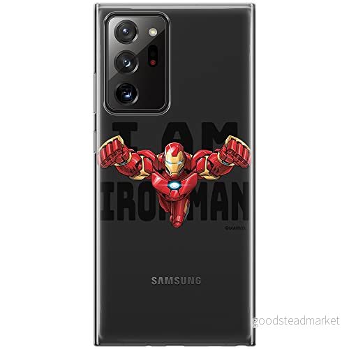 ERT GROUP mobiltelefonfodral för Samsung GALAXY NOTE 20 ULTRA originalt och officiellt licensierat Marvel mönster Iron Man 028 optimalt anpassad till formen på mobiltelefonen, gedeeltelijk transparant 5904805140891