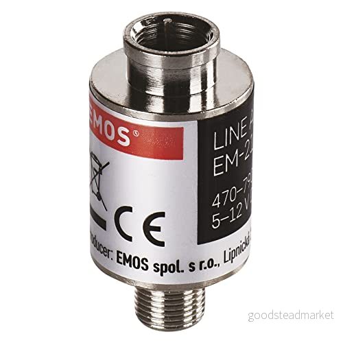 EMOS Satellitförstärkare Inline 30 dB (frekvensområde 470790 MHz) för DVB T2, kabel TV eller antenner 8592920040966