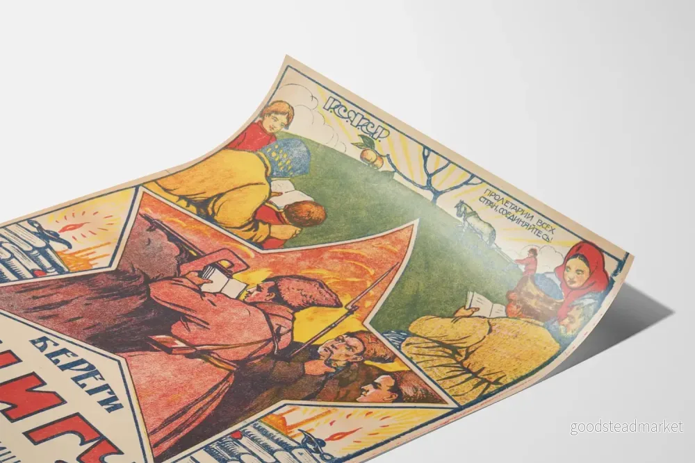 Vintage Rysk Poster för Boksäkerhet och Aktivistläsning - Bild 3