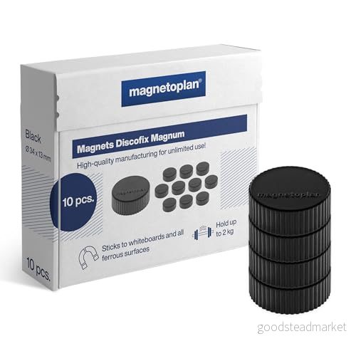 Magnetoplan Discofix Magnum, Magnet för skrivtavla, Svart, 2 kg, 34 mm, 13 mm 4013695010809