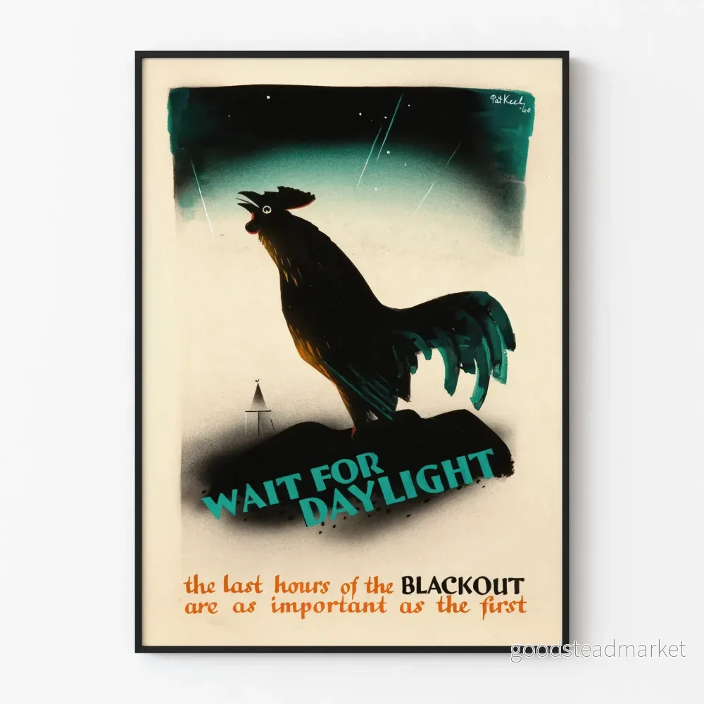 Väggposter för inredning Coq « Wait For Daylight » vintage