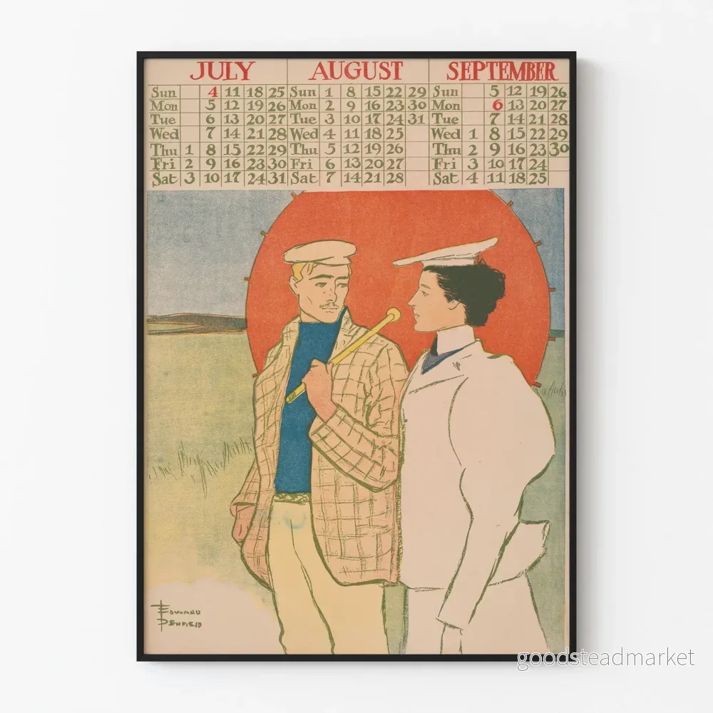 Vintage kalenderposter juli till september 1897